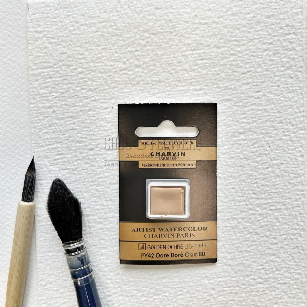 N°60 OCRE DORE CLAIR AQUARELLE EXTRA FINE CHARVIN DEMI GODET