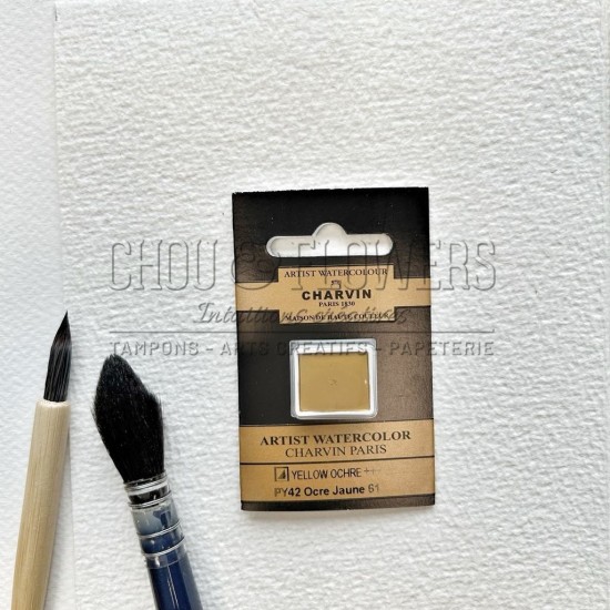 N°61 OCRE JAUNE AQUARELLE EXTRA FINE CHARVIN DEMI GODET