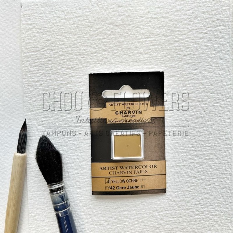 N°61 OCRE JAUNE AQUARELLE EXTRA FINE CHARVIN DEMI GODET