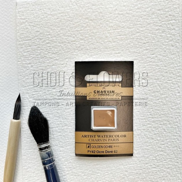 N°62 OCRE DORE AQUARELLE EXTRA FINE CHARVIN DEMI GODET