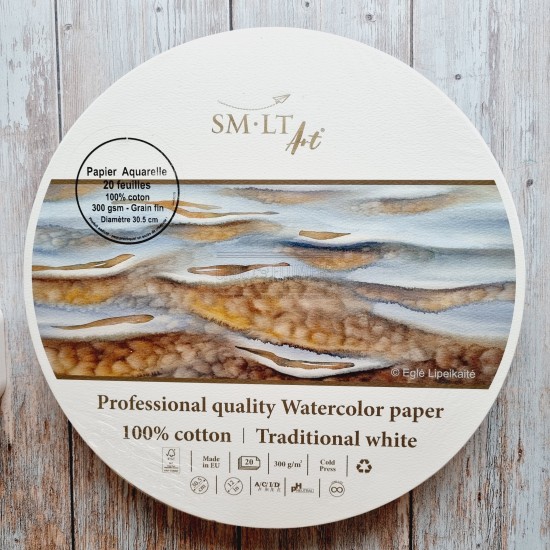 papier aquarelle forme ronde diamètre 30.5 cm de smlt art