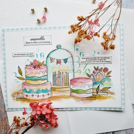 tampon anniversaire pour le scrapbooking et le mixed media