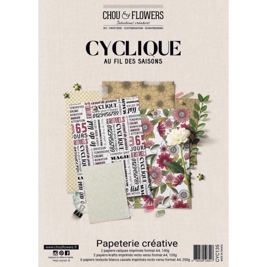 COLLECTION DE PAPETERIE CREATIVE CYCLIQUE 10 PAPIERS