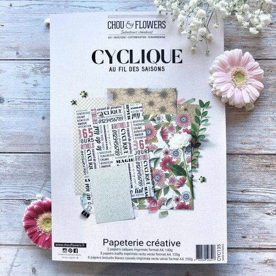 COLLECTION DE PAPETERIE CREATIVE CYCLIQUE 10 PAPIERS