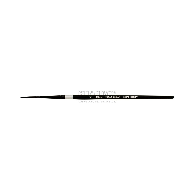 N°4 PINCEAU AQUARELLE BLACK VELVET SCRIPT LINER SERIE 3007S SILVER BRUSH