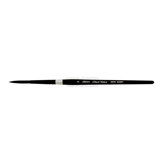 N°8 PINCEAU AQUARELLE BLACK VELVET SCRIPT LINER SERIE 3007S SILVER BRUSH